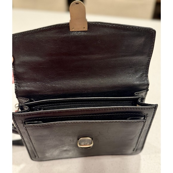 PORTAFOGLI PELLE TOSCANINO TRACOLLA LEATHER WALLET BORSA NERA BORSETTA CROSSBODY - Picture 9 of 16